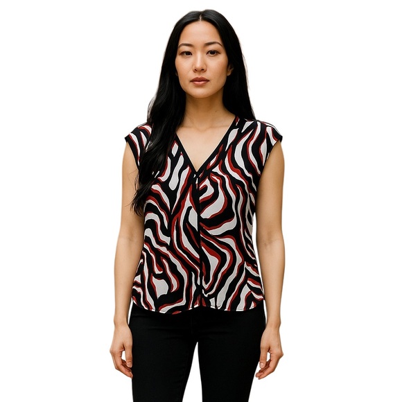Worthington Women's Sleeveless V-Neck Animal Print Blouse Size S - Picture 1 of 5